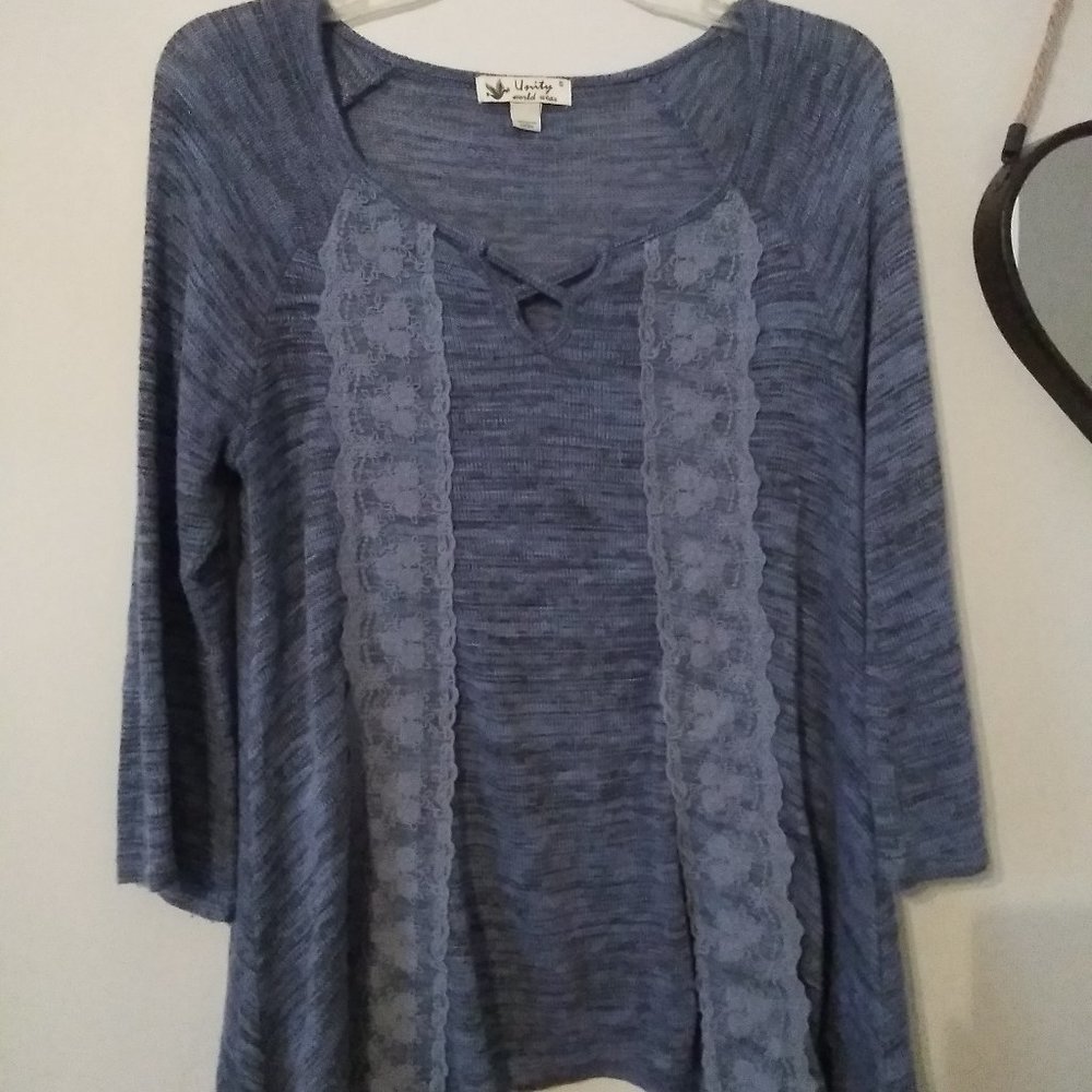 Blue long sleeve with lace details size small
